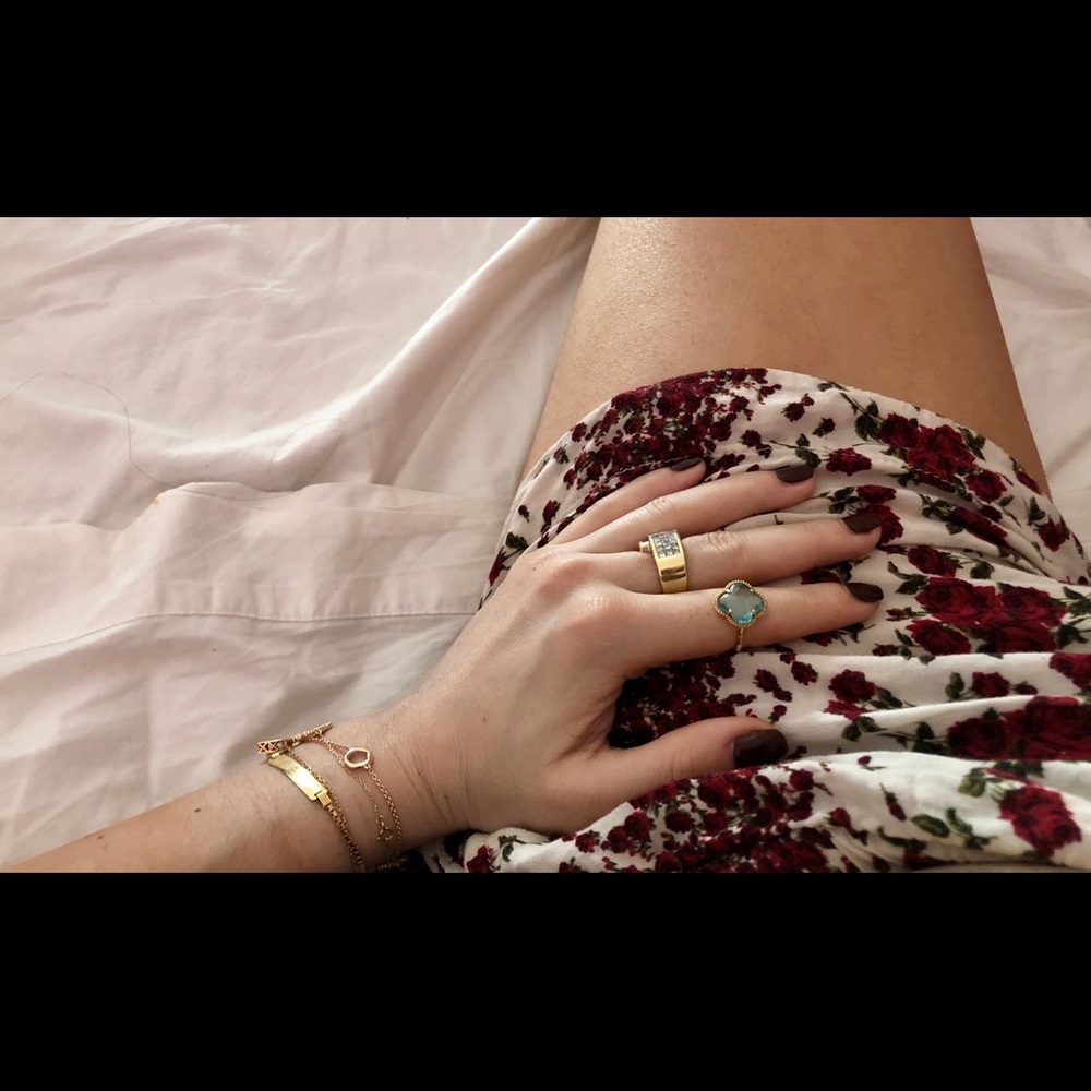 NEW 14k Yellow Gold Topaz Clover Ring Italy!